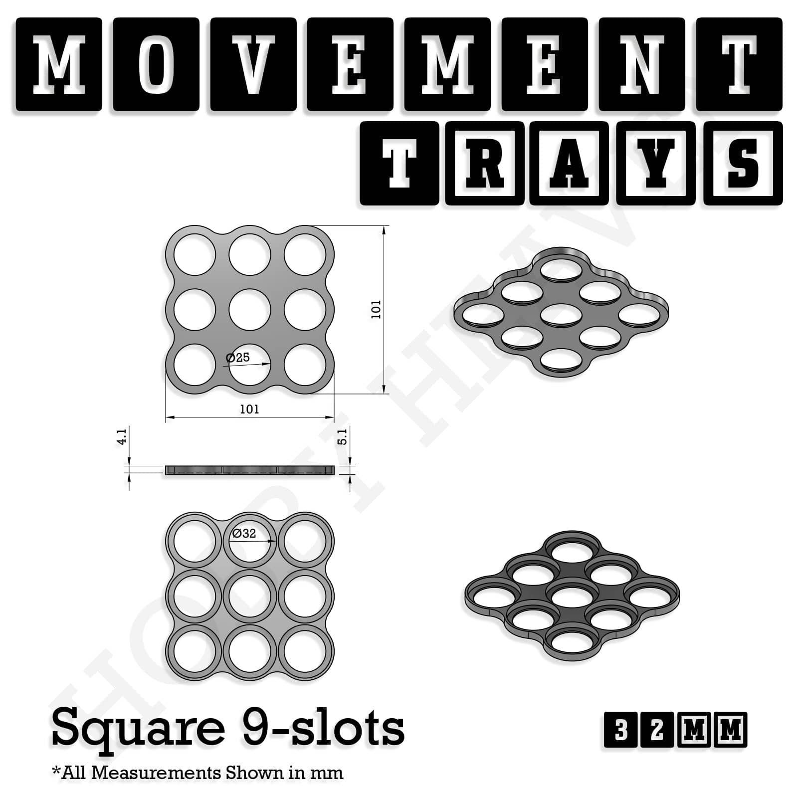 Movement Tray 32mm Movement Trays for Tabletop Games | Compatible with Popular Miniatures | Full Range
