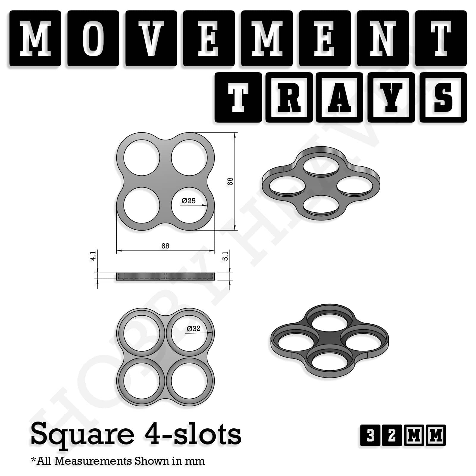 Movement Tray 32mm Movement Trays for Tabletop Games | Compatible with Popular Miniatures | Full Range