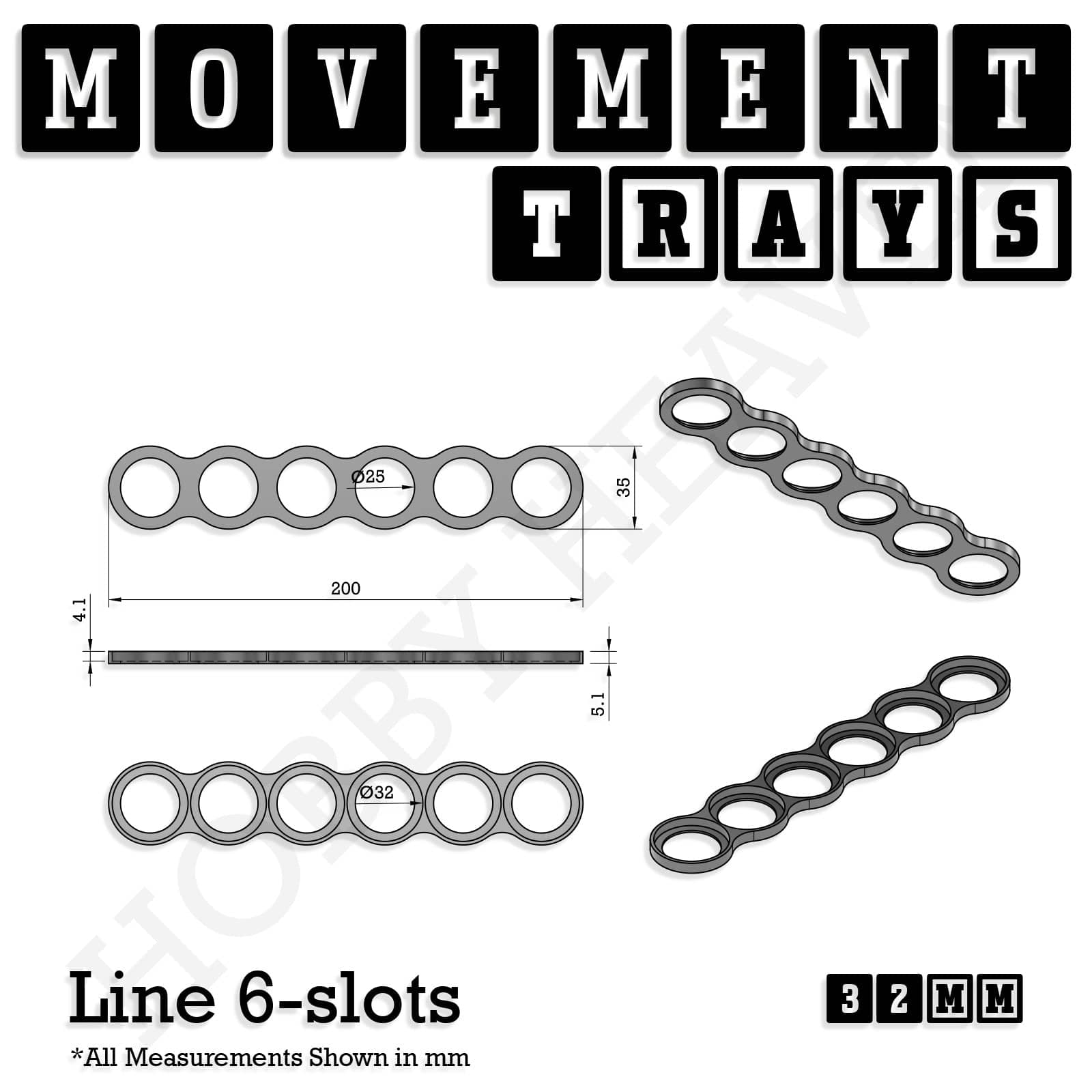Movement Tray 32mm Movement Trays for Tabletop Games | Compatible with Popular Miniatures | Full Range
