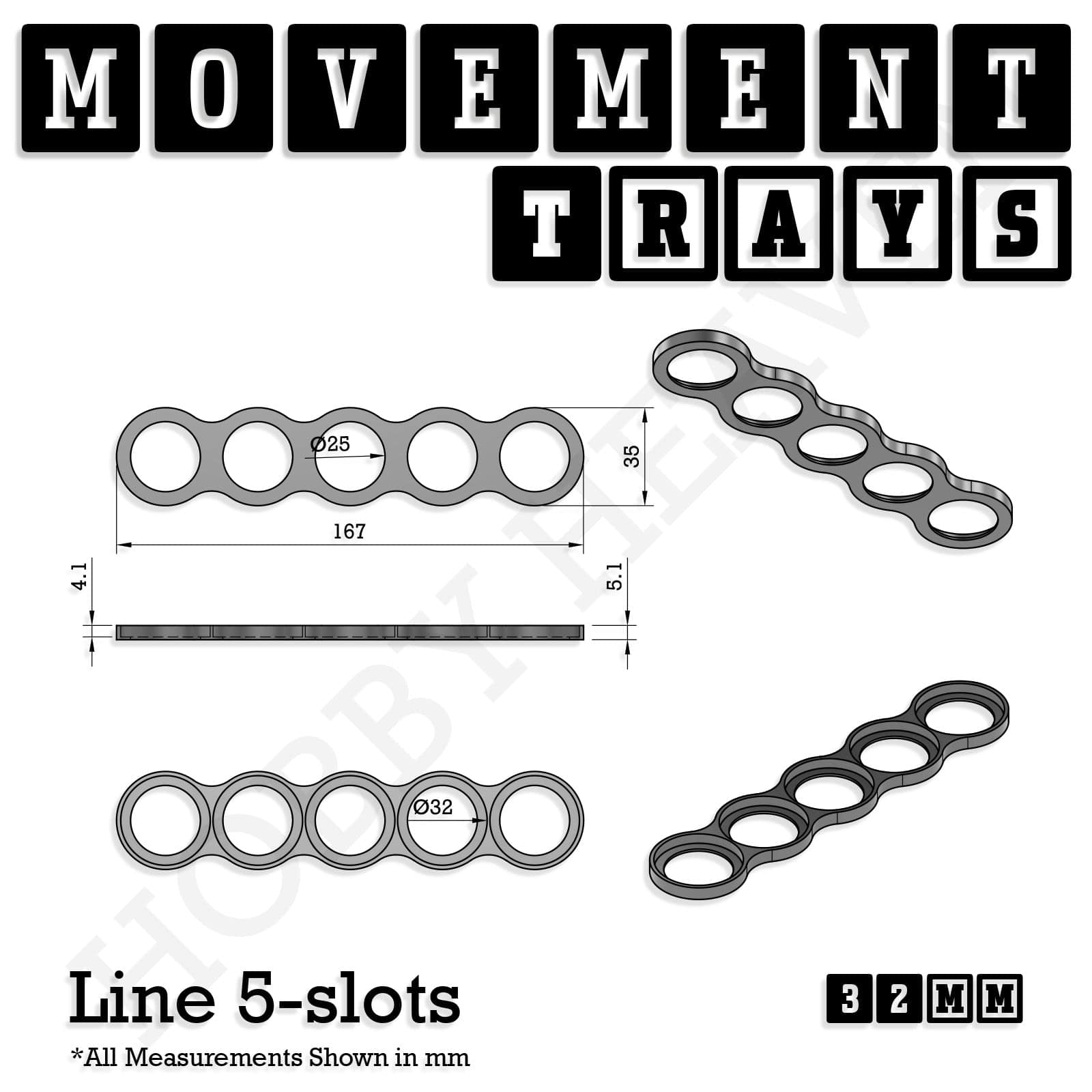 Movement Tray 32mm Movement Trays for Tabletop Games | Compatible with Popular Miniatures | Full Range