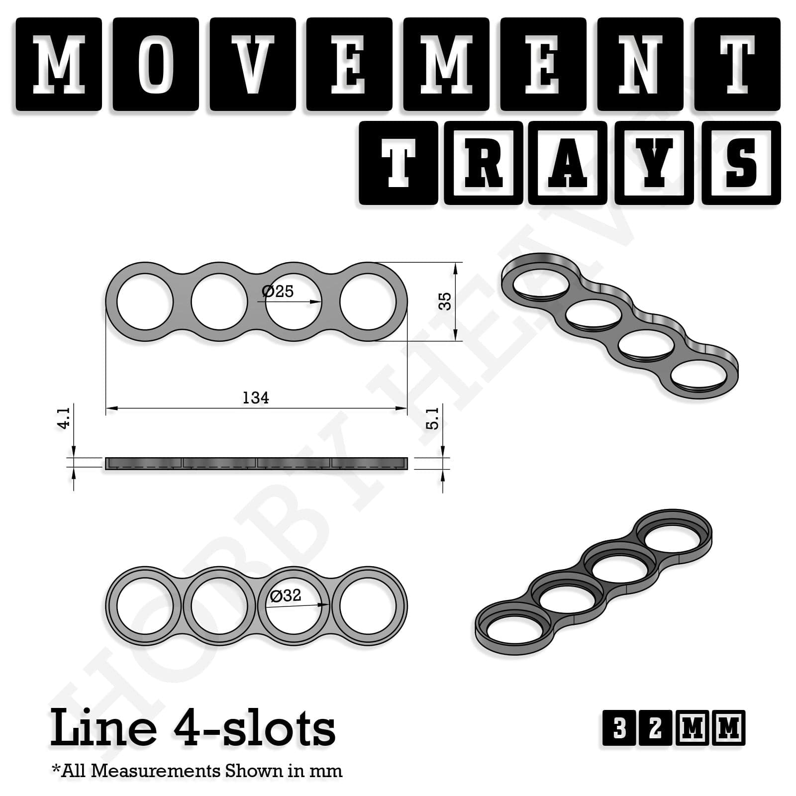 Movement Tray 32mm Movement Trays for Tabletop Games | Compatible with Popular Miniatures | Full Range