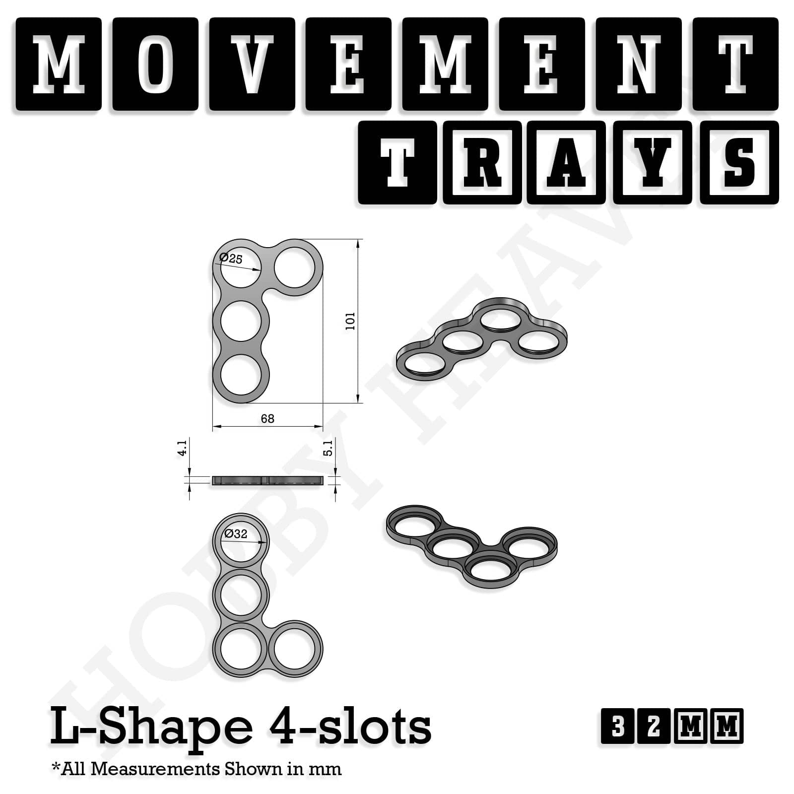 Movement Tray 32mm Movement Trays for Tabletop Games | Compatible with Popular Miniatures | Full Range