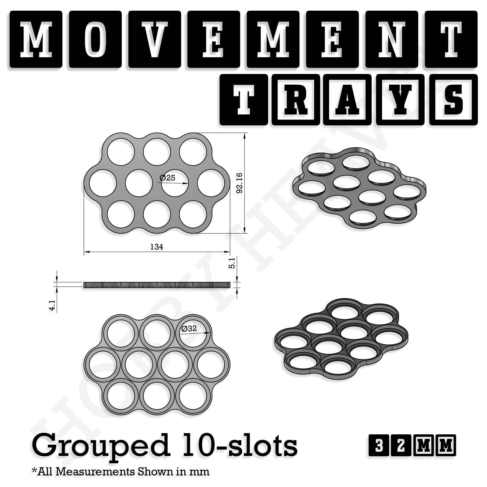 Movement Tray 32mm Movement Trays for Tabletop Games | Compatible with Popular Miniatures | Full Range