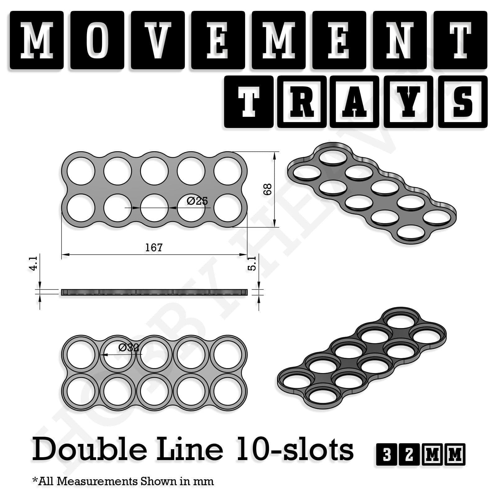 Movement Tray 32mm Movement Trays for Tabletop Games | Compatible with Popular Miniatures | Full Range
