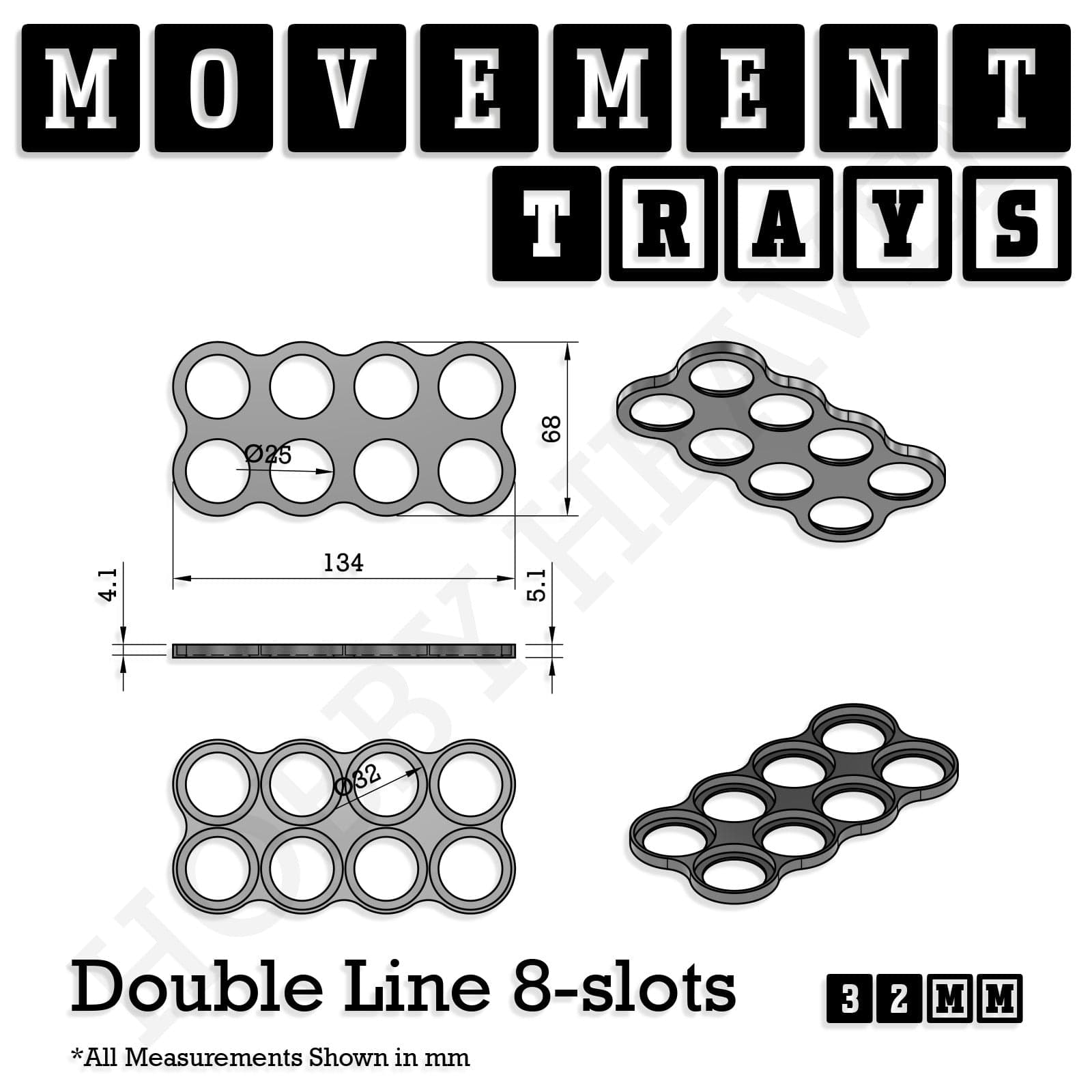 Movement Tray 32mm Movement Trays for Tabletop Games | Compatible with Popular Miniatures | Full Range