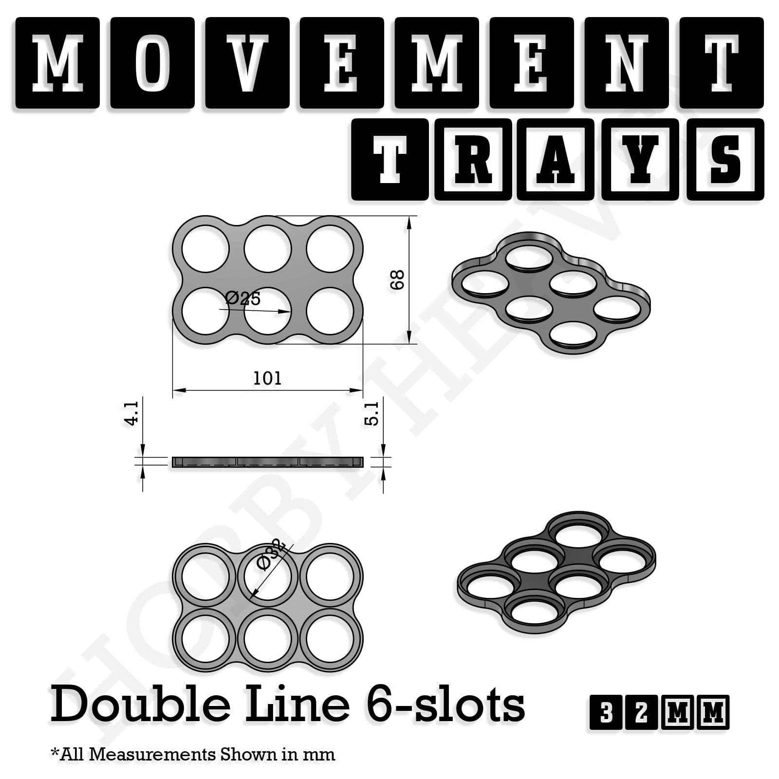 Movement Tray 32mm Movement Trays for Tabletop Games | Compatible with Popular Miniatures | Full Range
