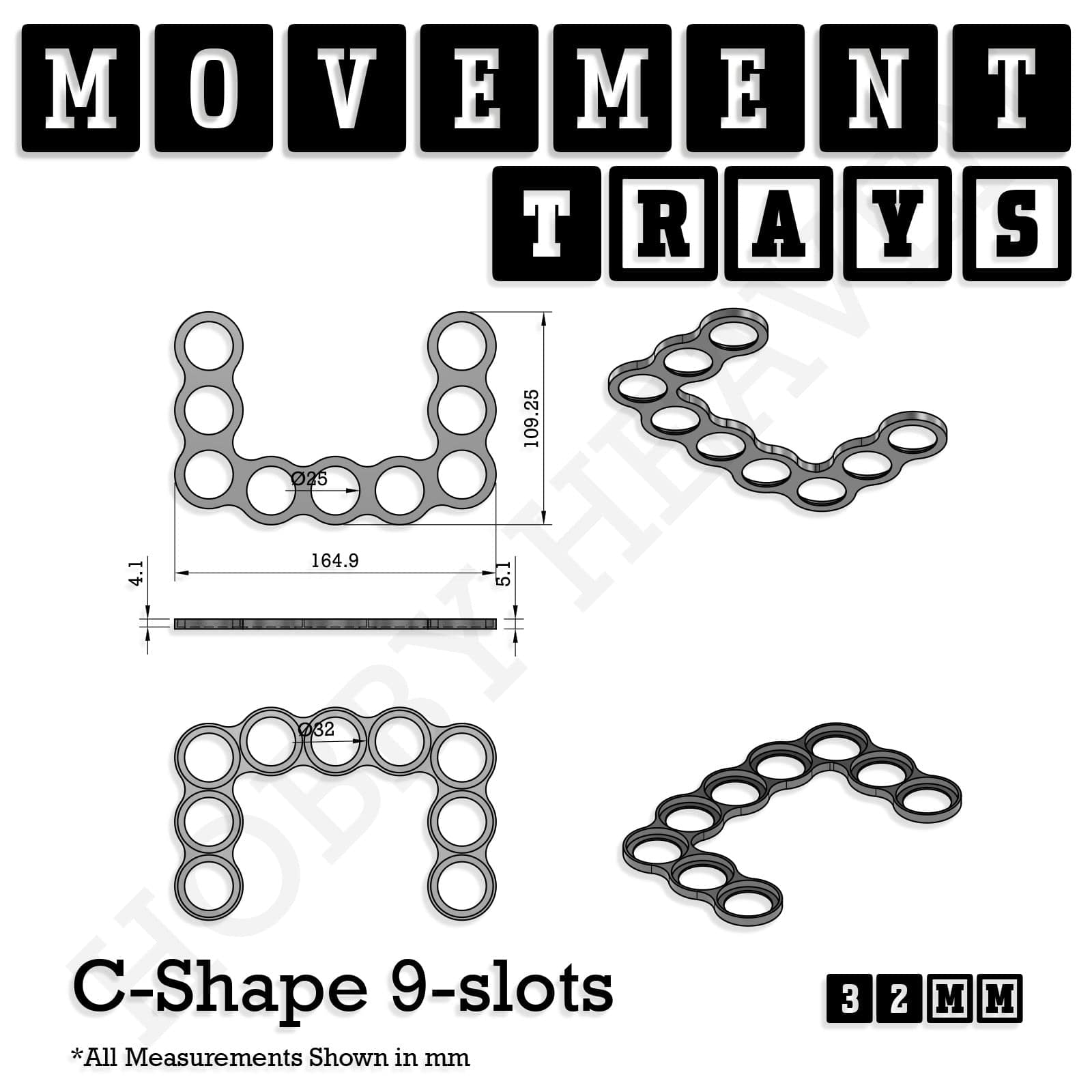 Movement Tray 32mm Movement Trays for Tabletop Games | Compatible with Popular Miniatures | Full Range