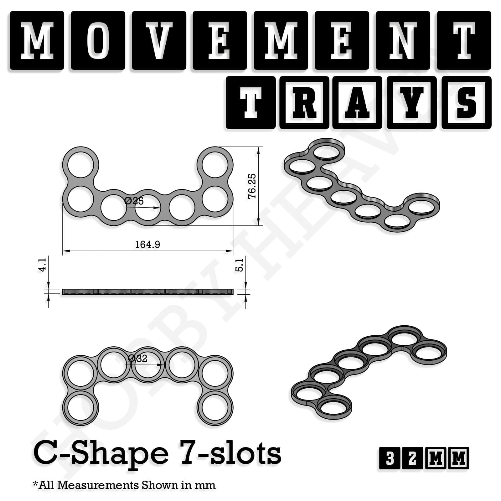 Movement Tray 32mm Movement Trays for Tabletop Games | Compatible with Popular Miniatures | Full Range