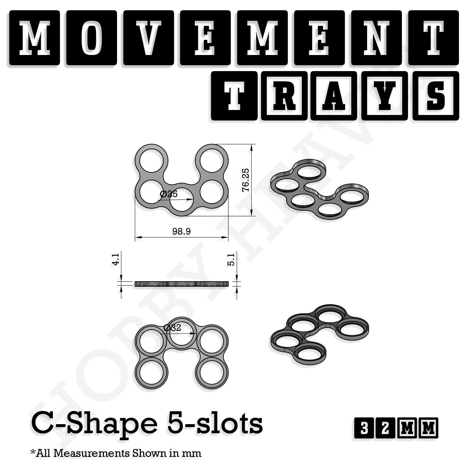 Movement Tray 32mm Movement Trays for Tabletop Games | Compatible with Popular Miniatures | Full Range