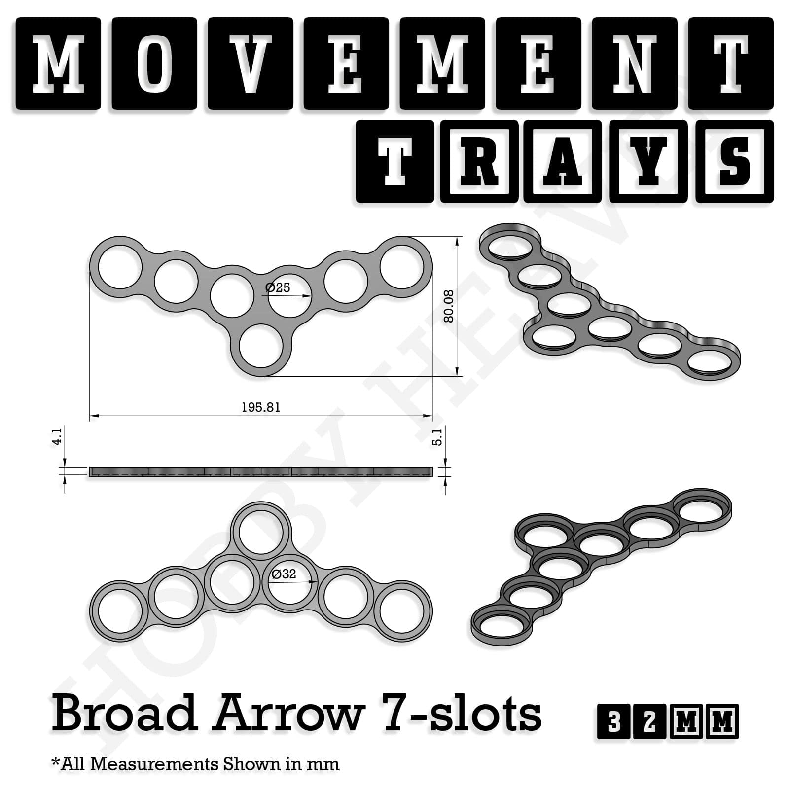 Movement Tray 32mm Movement Trays for Tabletop Games | Compatible with Popular Miniatures | Full Range