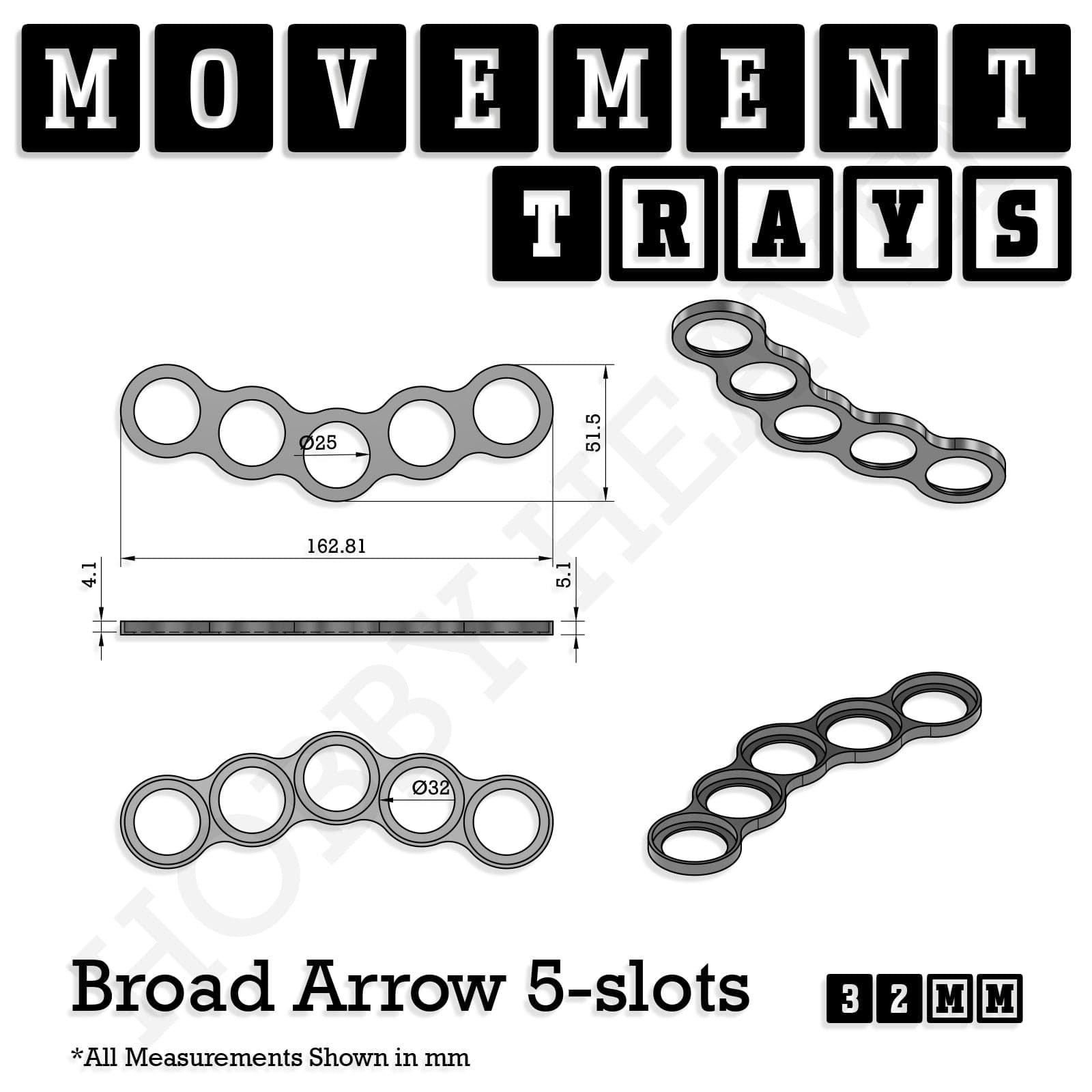 Movement Tray 32mm Movement Trays for Tabletop Games | Compatible with Popular Miniatures | Full Range