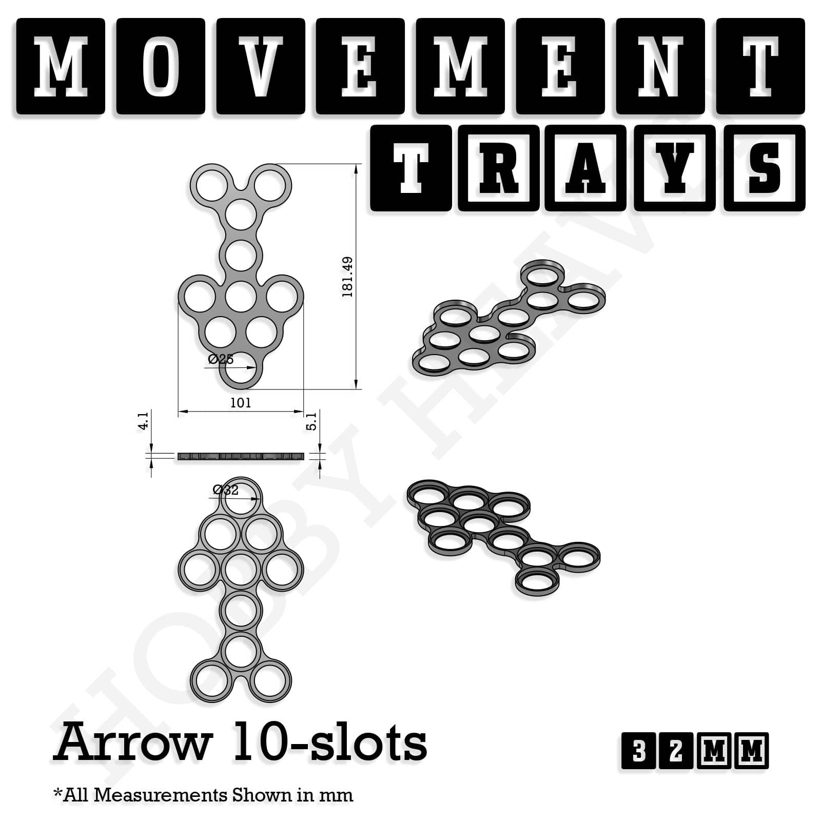 Movement Tray 32mm Movement Trays for Tabletop Games | Compatible with Popular Miniatures | Full Range
