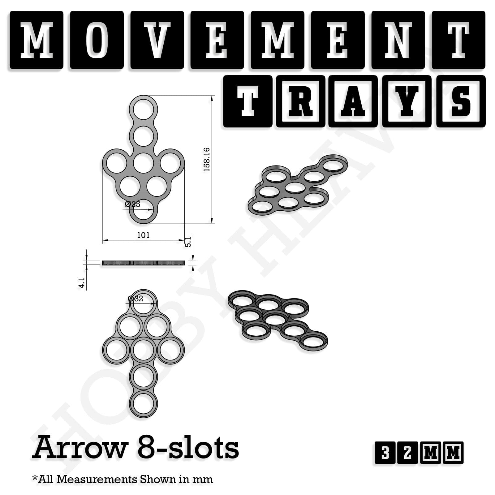 Movement Tray 32mm Movement Trays for Tabletop Games | Compatible with Popular Miniatures | Full Range