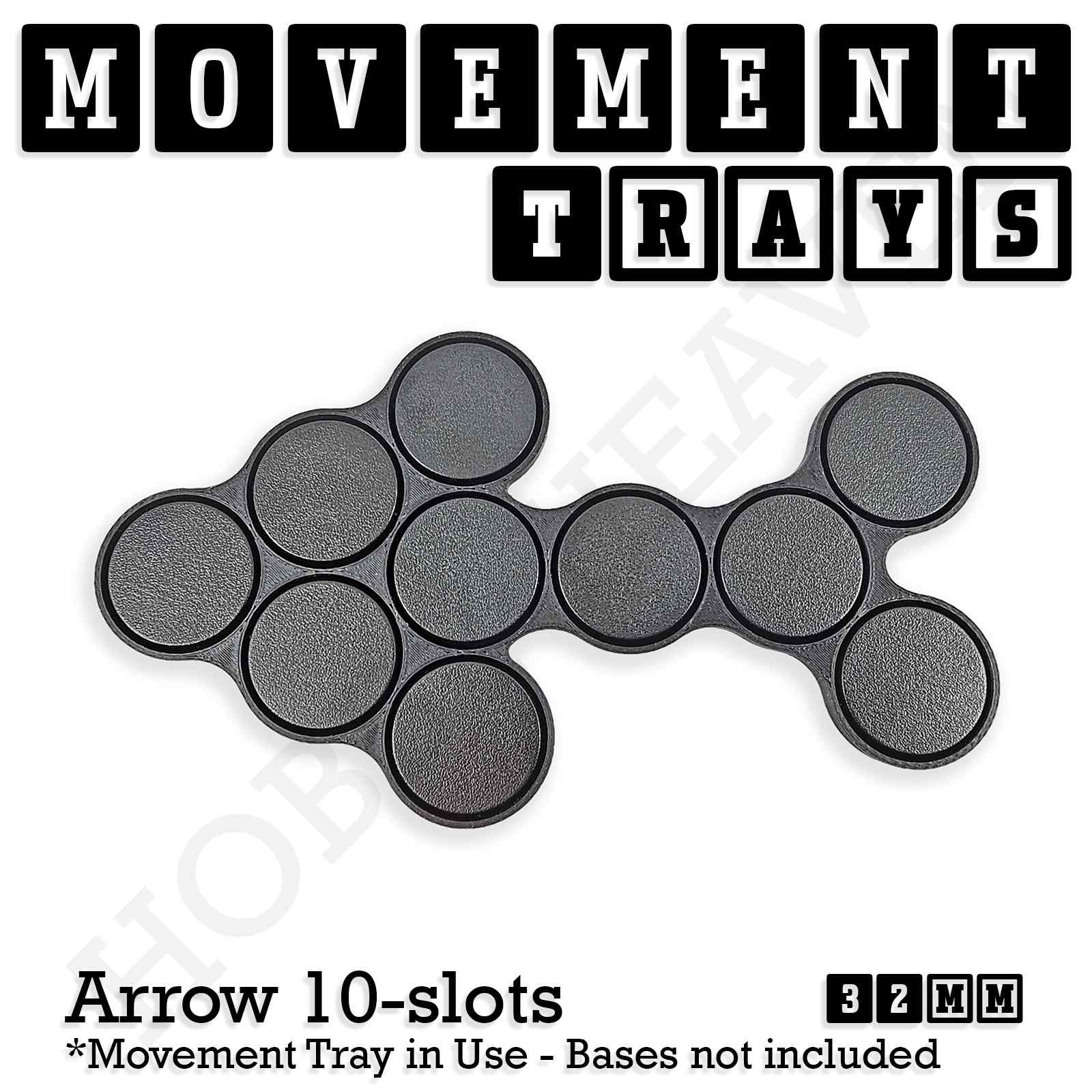 Movement Tray 32mm Tray Arrow Shape 10 slots 32mm Movement Trays for Tabletop Games | Compatible with Popular Miniatures | Full Range