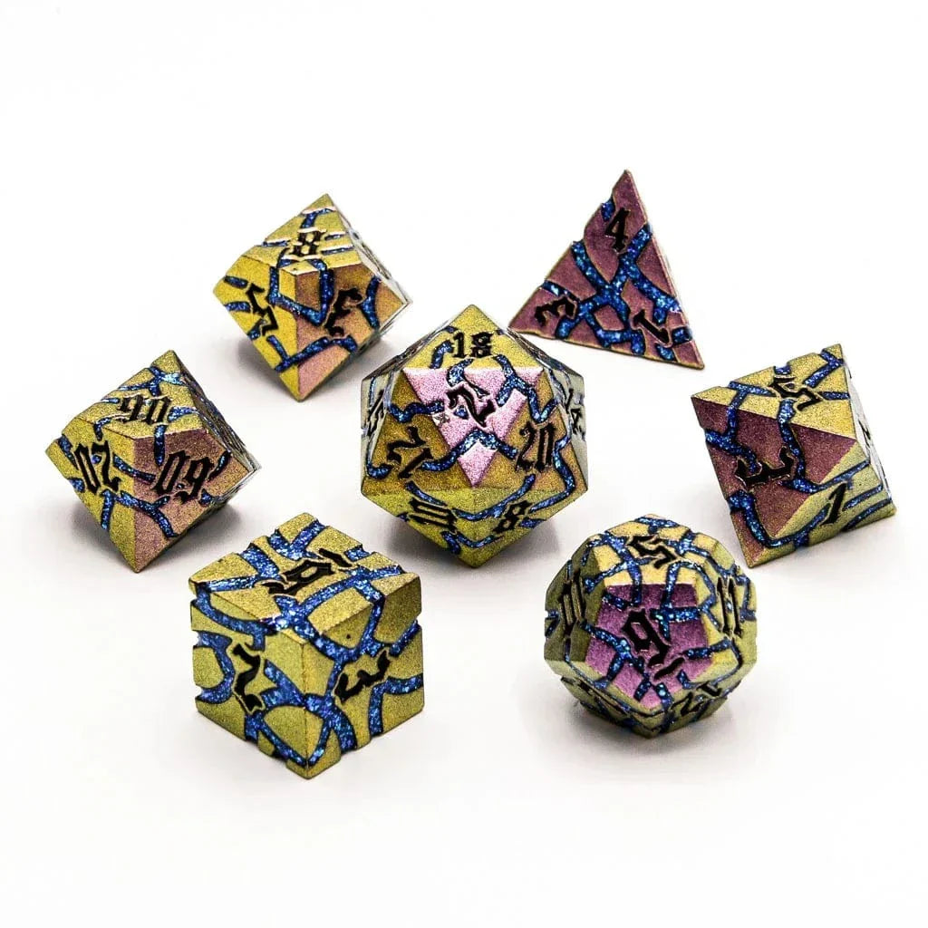 Tabletop Dominion DICE Mystic Steel | Solid Metal | 7 Piece Set