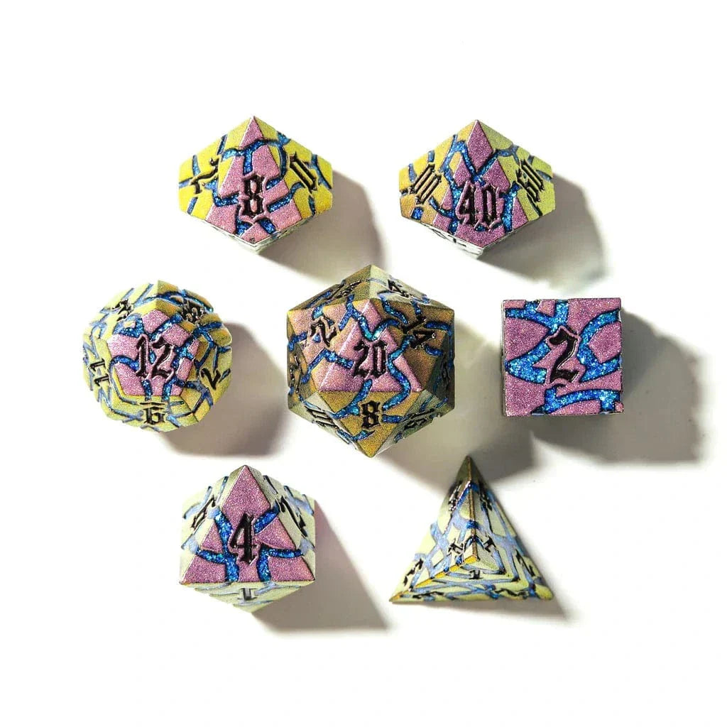 Tabletop Dominion DICE Mystic Steel | Solid Metal | 7 Piece Set