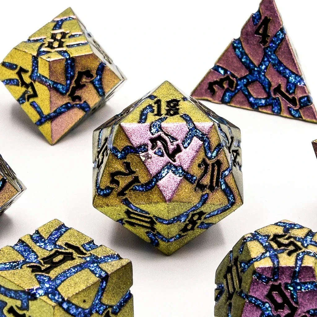 Tabletop Dominion DICE Mystic Steel | Solid Metal | 7 Piece Set