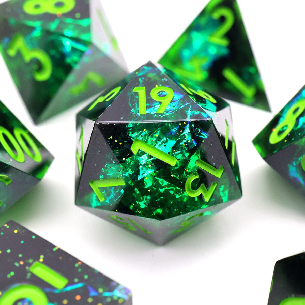 Tabletop Dominion DICE Necrotic Glimmer | Sharp Edge Dice | 7 Piece Set