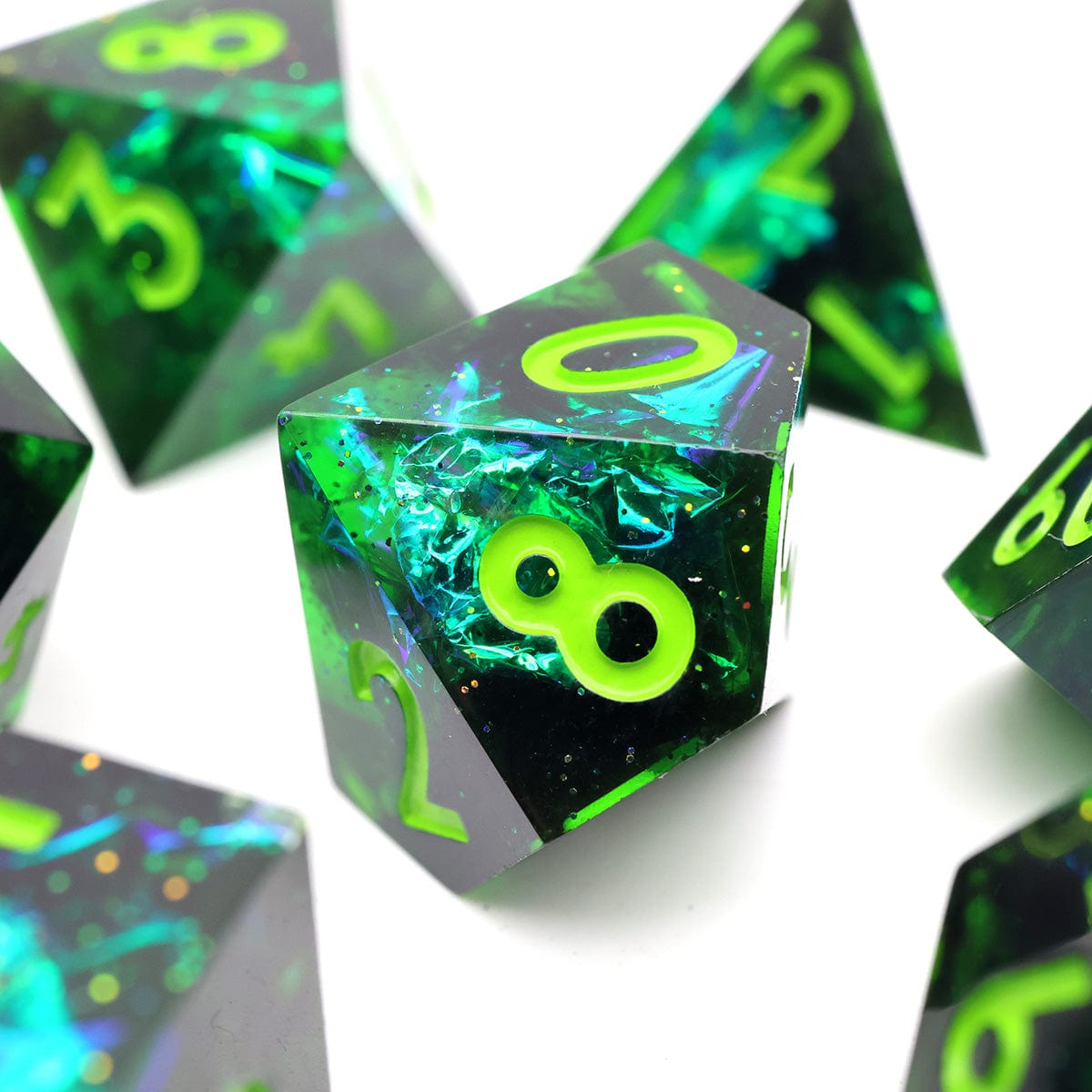 Tabletop Dominion DICE Necrotic Glimmer | Sharp Edge Dice | 7 Piece Set