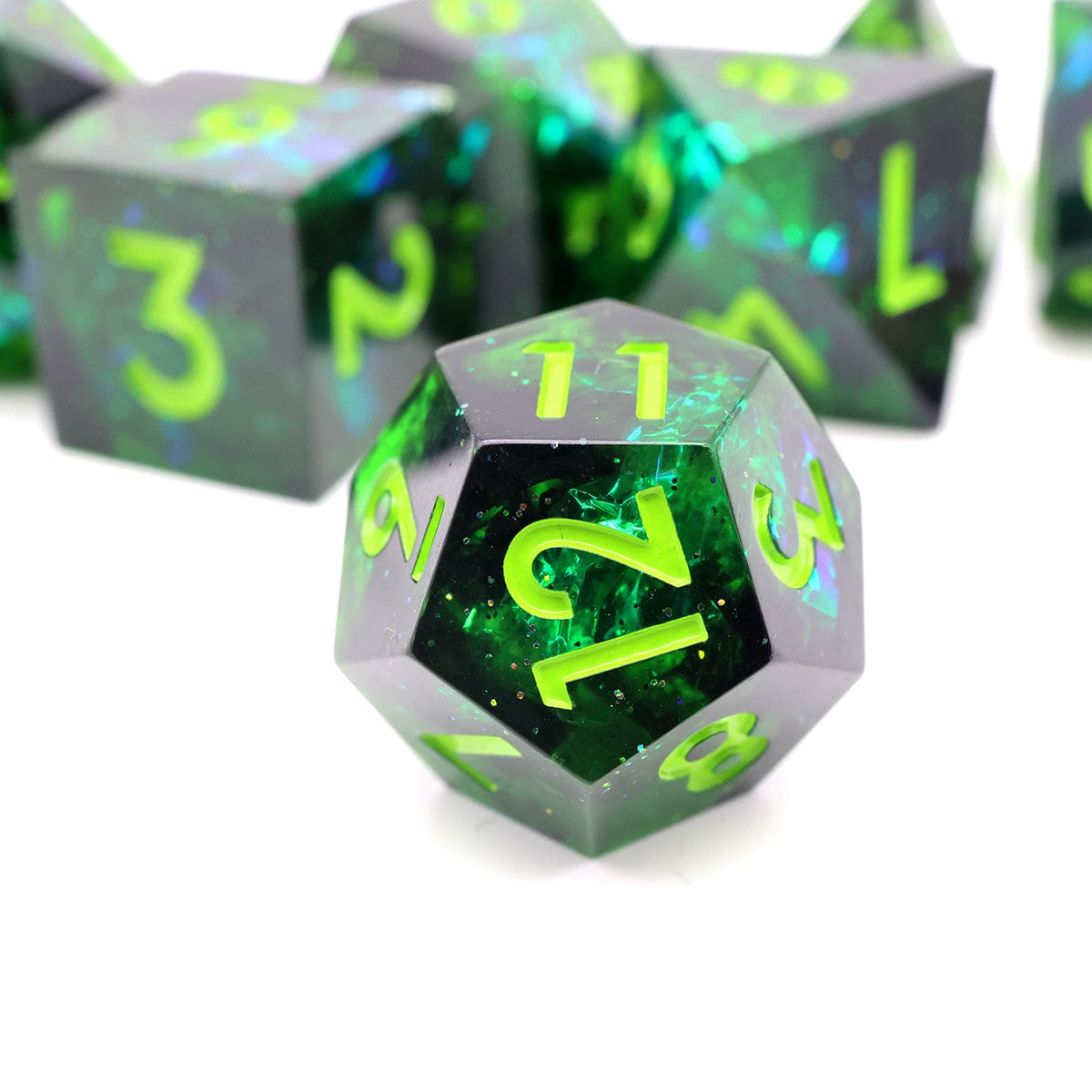 Tabletop Dominion DICE Necrotic Glimmer | Sharp Edge Dice | 7 Piece Set