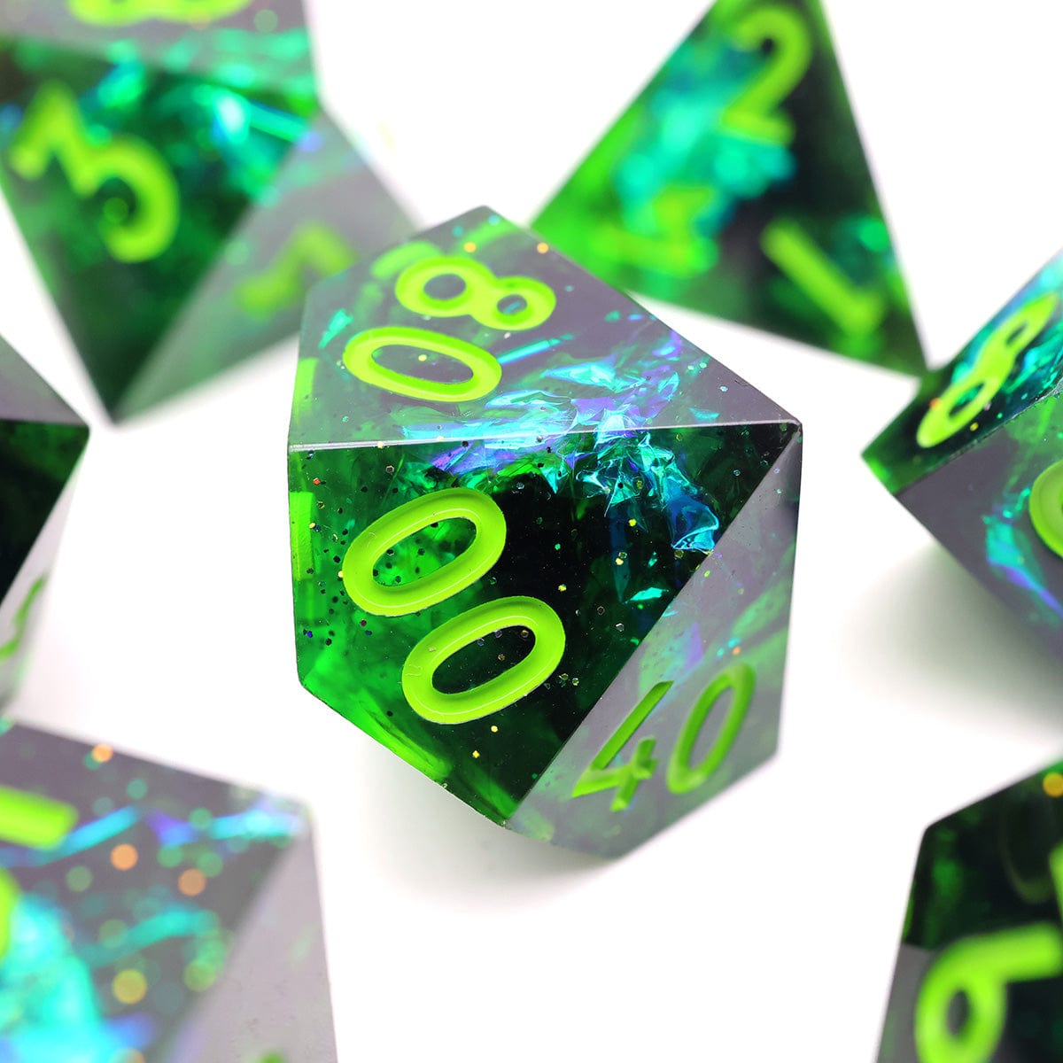 Tabletop Dominion DICE Necrotic Glimmer | Sharp Edge Dice | 7 Piece Set