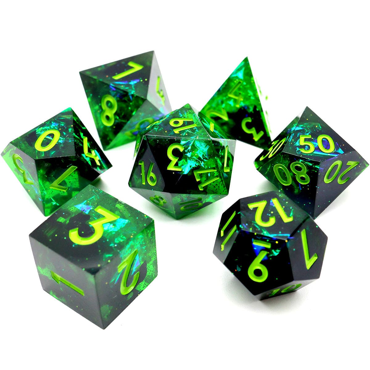 Tabletop Dominion DICE Necrotic Glimmer | Sharp Edge Dice | 7 Piece Set