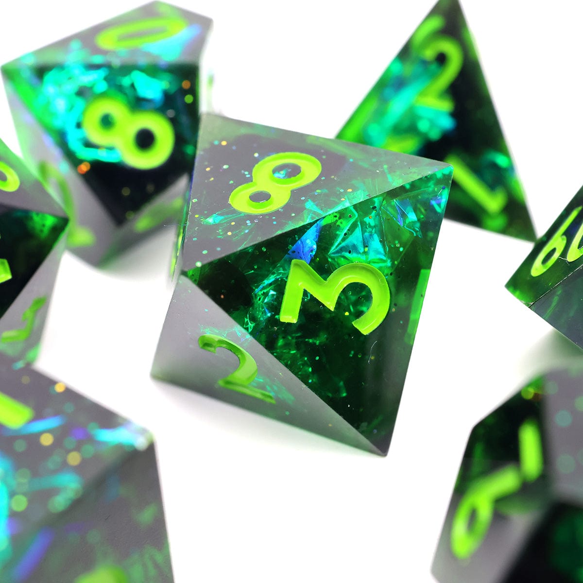 Tabletop Dominion DICE Necrotic Glimmer | Sharp Edge Dice | 7 Piece Set