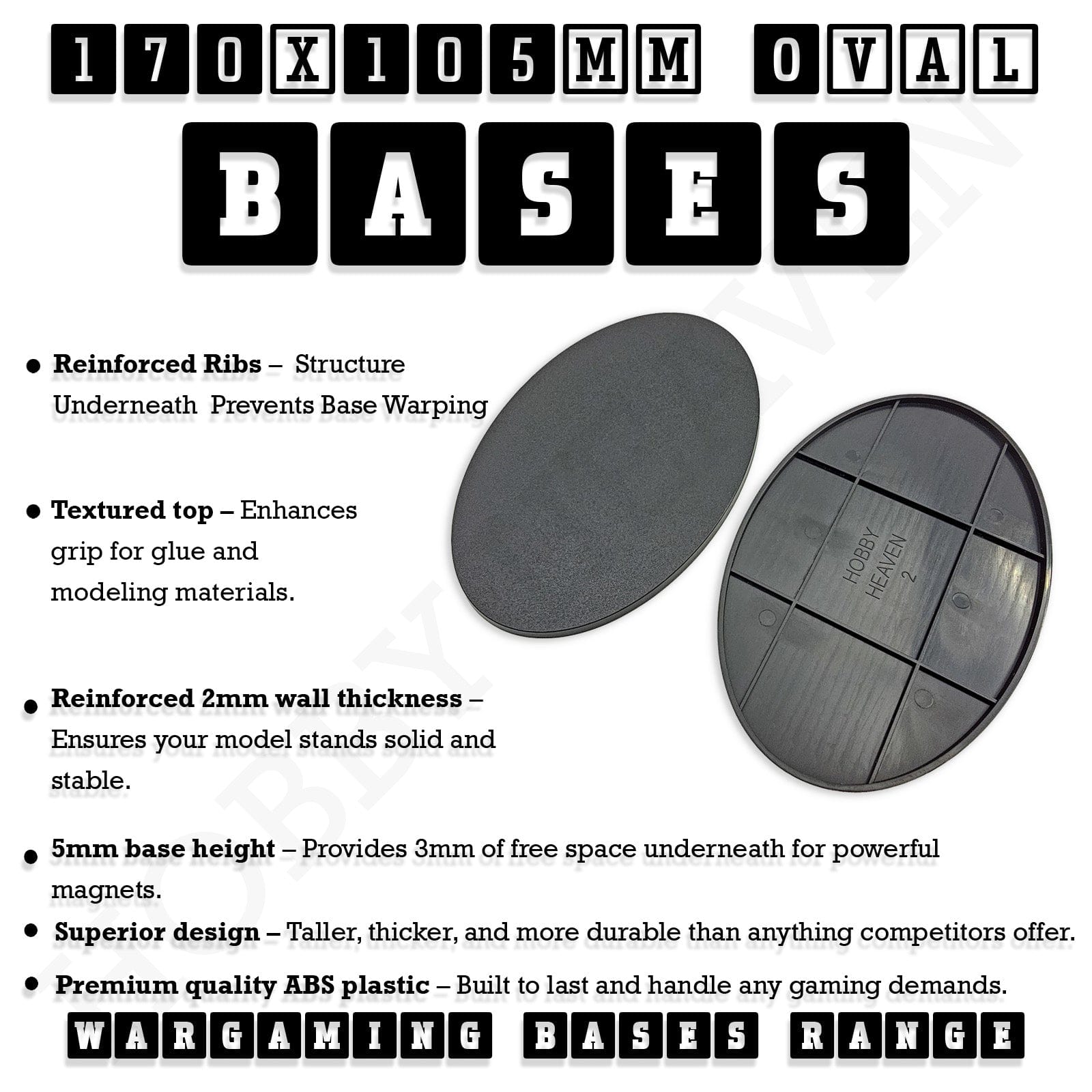 Base 170x105mm Oval Plain Plastic Bases