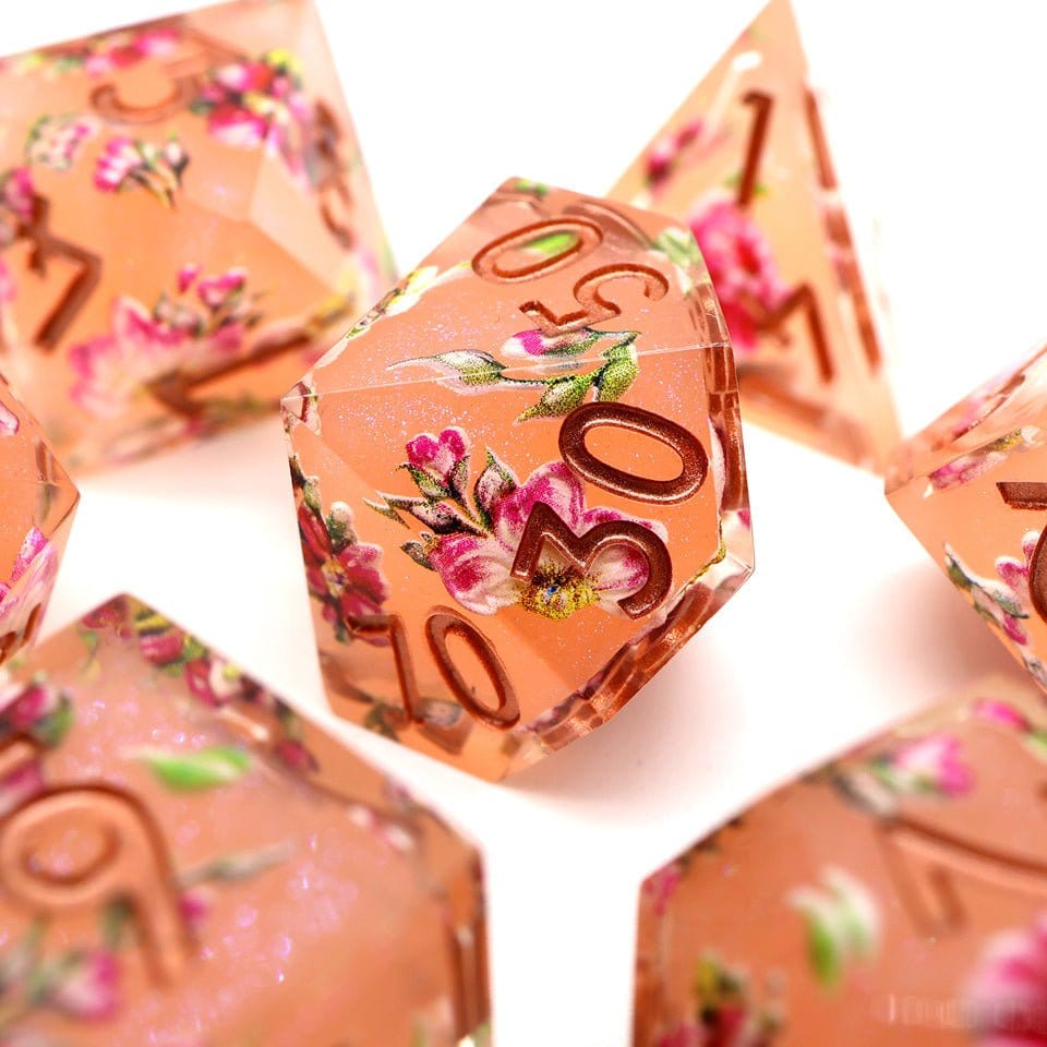 Tabletop Dominion DICE Peach Tea | Art Core Dice| 7 Piece Set
