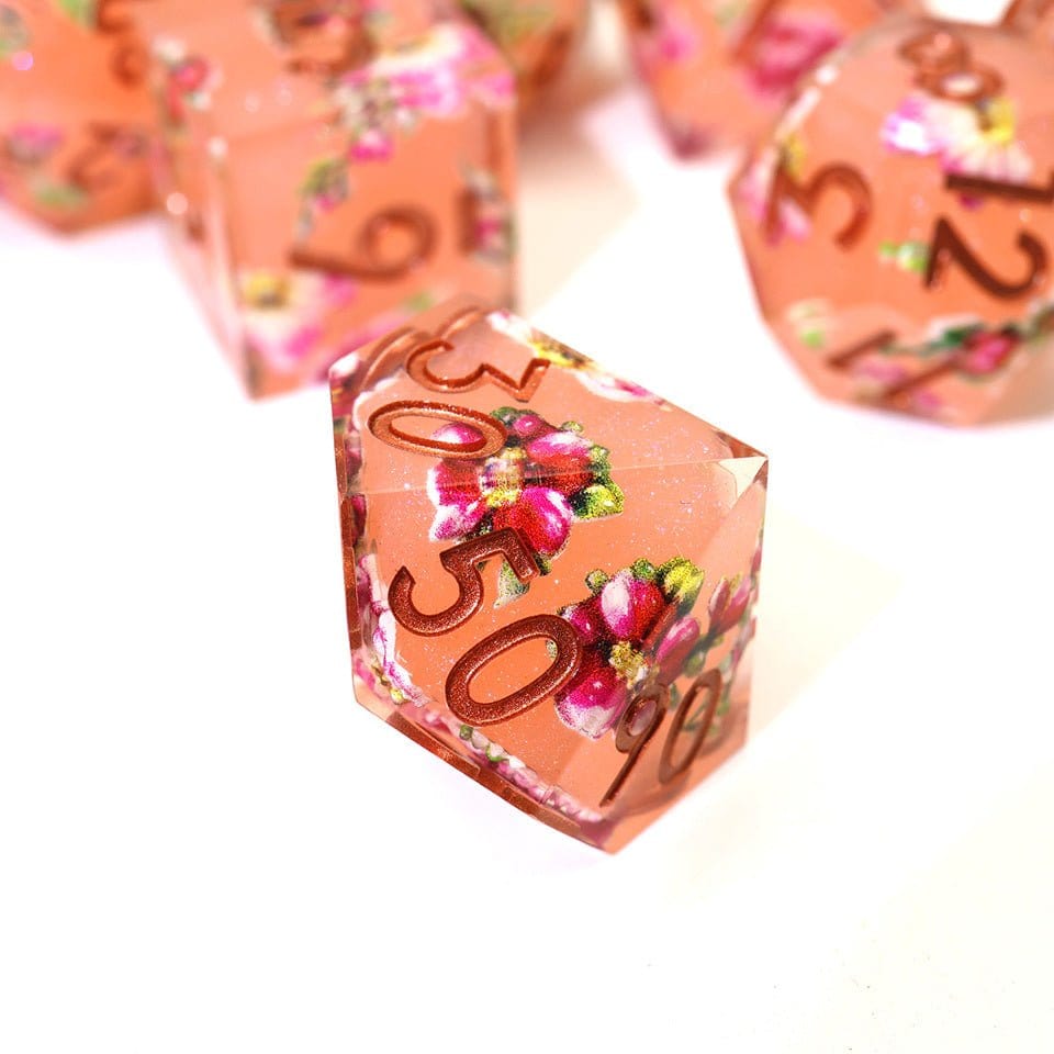 Tabletop Dominion DICE Peach Tea | Art Core Dice| 7 Piece Set