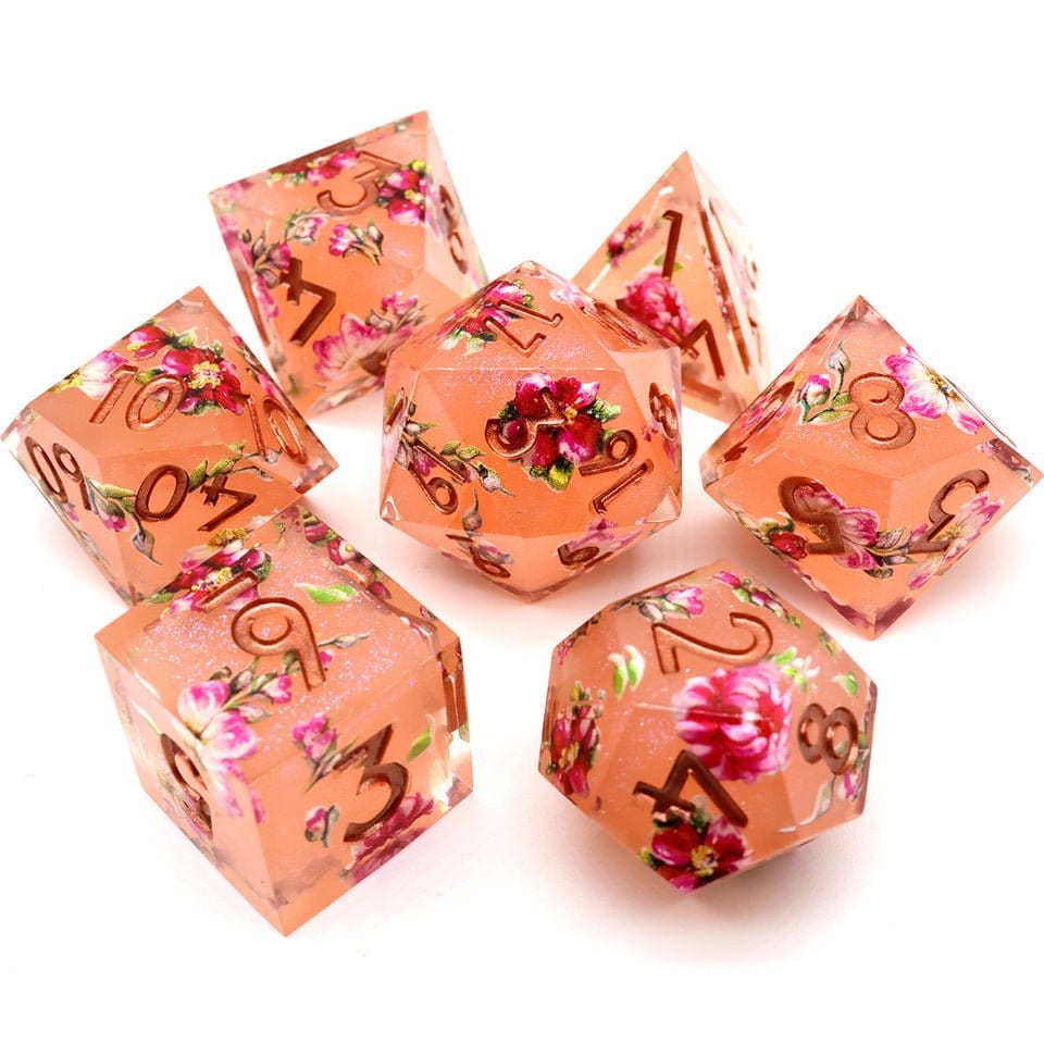 Tabletop Dominion DICE Peach Tea | Art Core Dice| 7 Piece Set