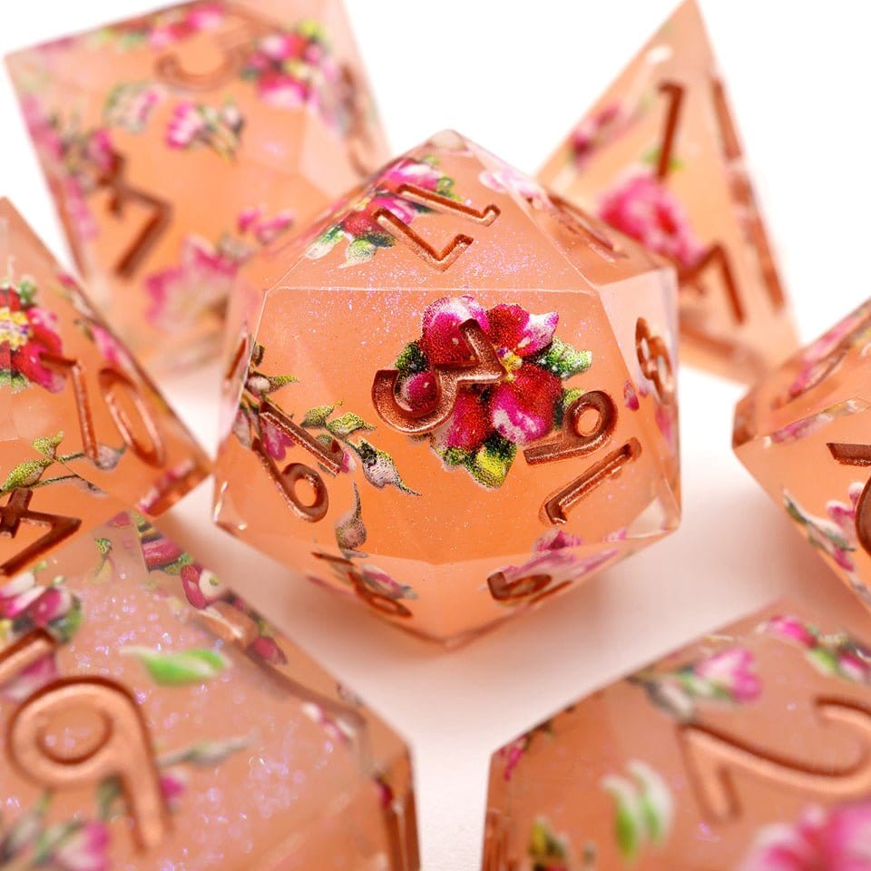 Tabletop Dominion DICE Peach Tea | Art Core Dice| 7 Piece Set