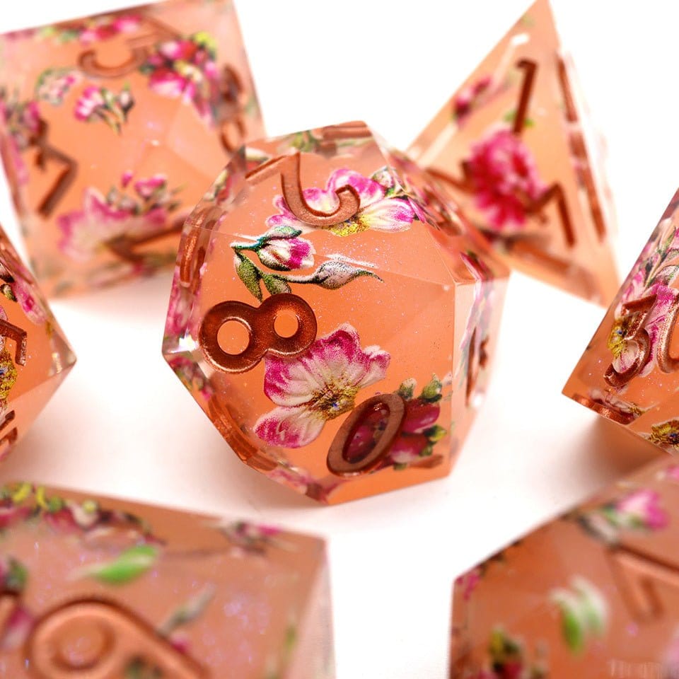 Tabletop Dominion DICE Peach Tea | Art Core Dice| 7 Piece Set