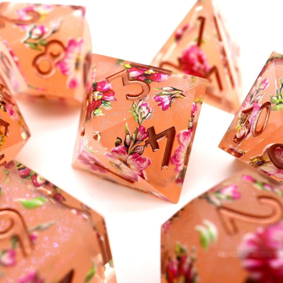 Tabletop Dominion DICE Peach Tea | Art Core Dice| 7 Piece Set