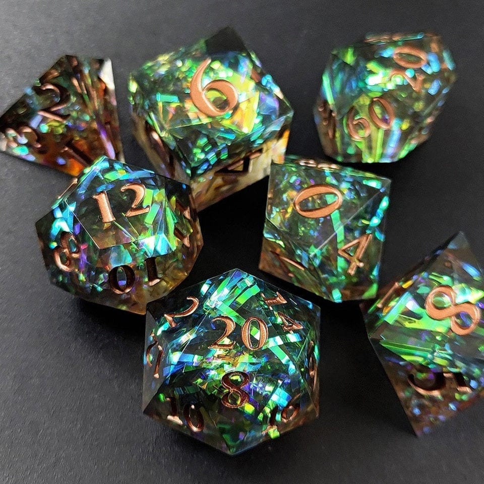 Tabletop Dominion DICE Phoenix Glint | Sharp Edge Dice | 7 Piece Set