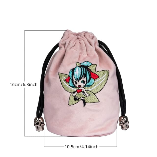 Tabletop Dominion Bags Pixie’s Pouch | Flannel Drawstring Dice Bag | Pink