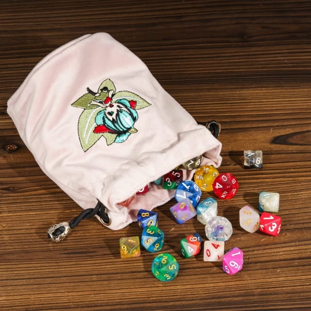 Tabletop Dominion Bags Pixie’s Pouch | Flannel Drawstring Dice Bag | Pink