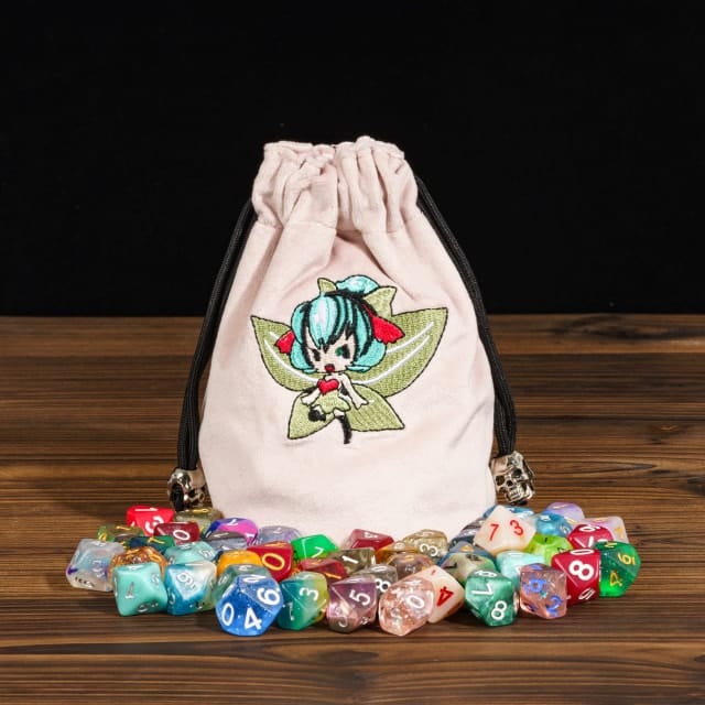 Tabletop Dominion Bags Pixie’s Pouch | Flannel Drawstring Dice Bag | Pink