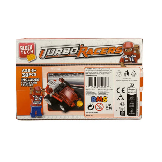 PoundFun Toy Race Car & Track Sets Mini Block Tech Turbo Racers