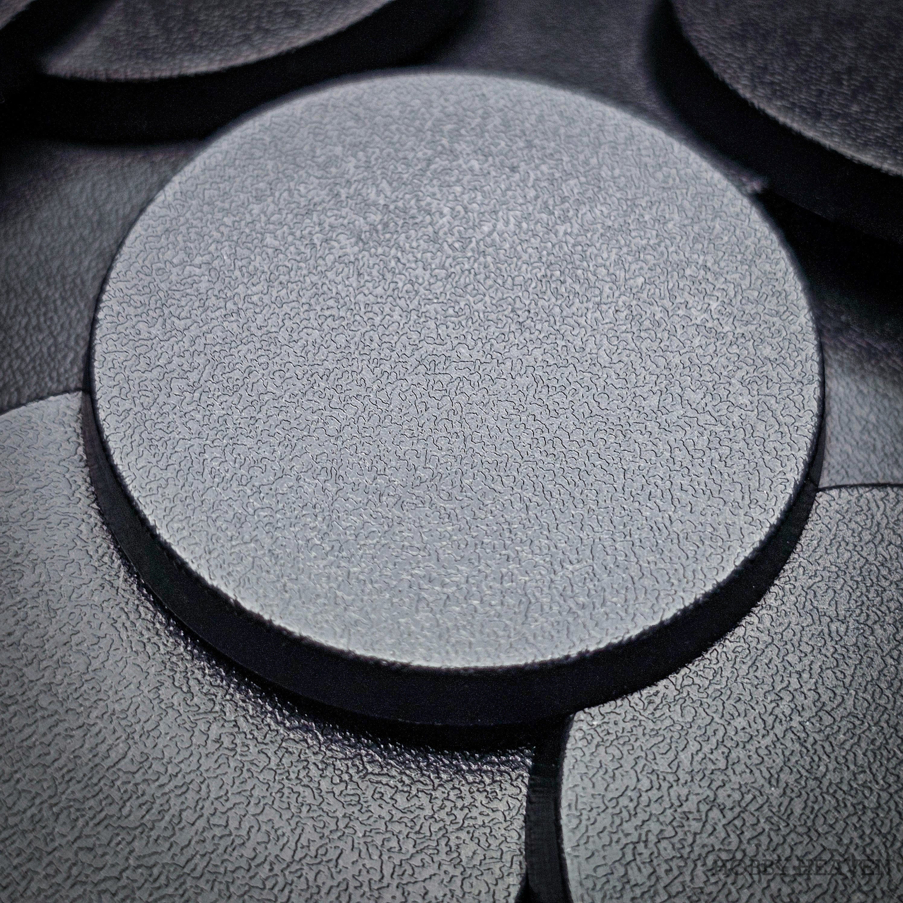 Base 40mm Round Bases | Plain Black Plastic Bases for Wargames| Miniature Wargaming Bases