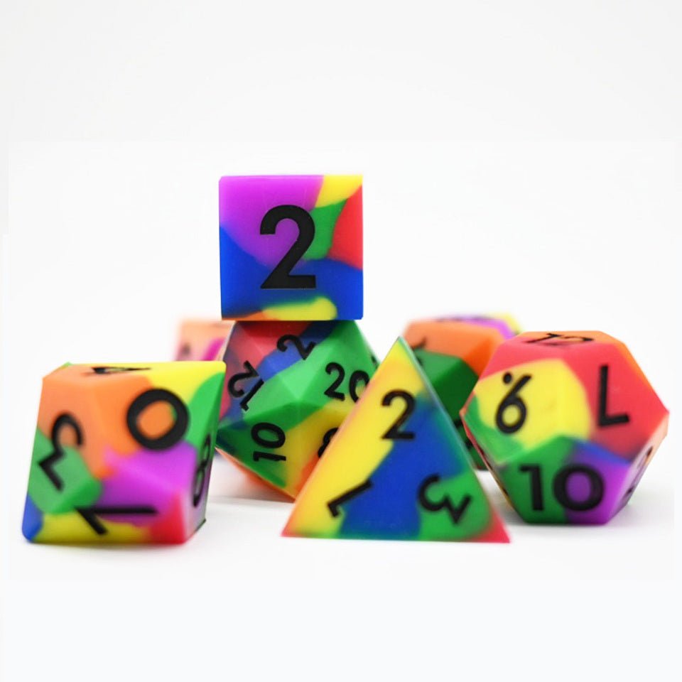 Psychedelic Squish Rocks | Silicone Dice | 7 Piece Set - DICE