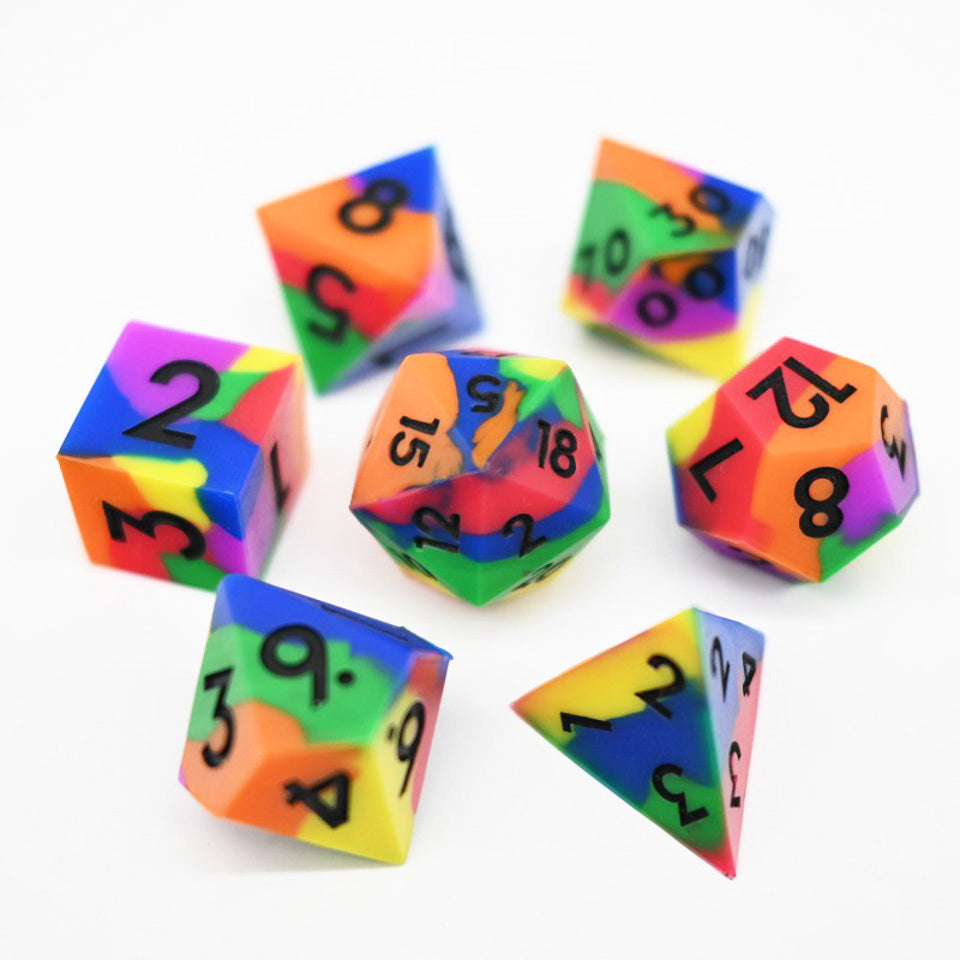 Psychedelic Squish Rocks | Silicone Dice | 7 Piece Set - DICE