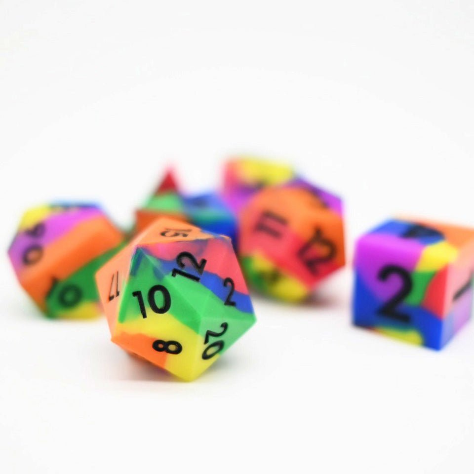Psychedelic Squish Rocks | Silicone Dice | 7 Piece Set - DICE