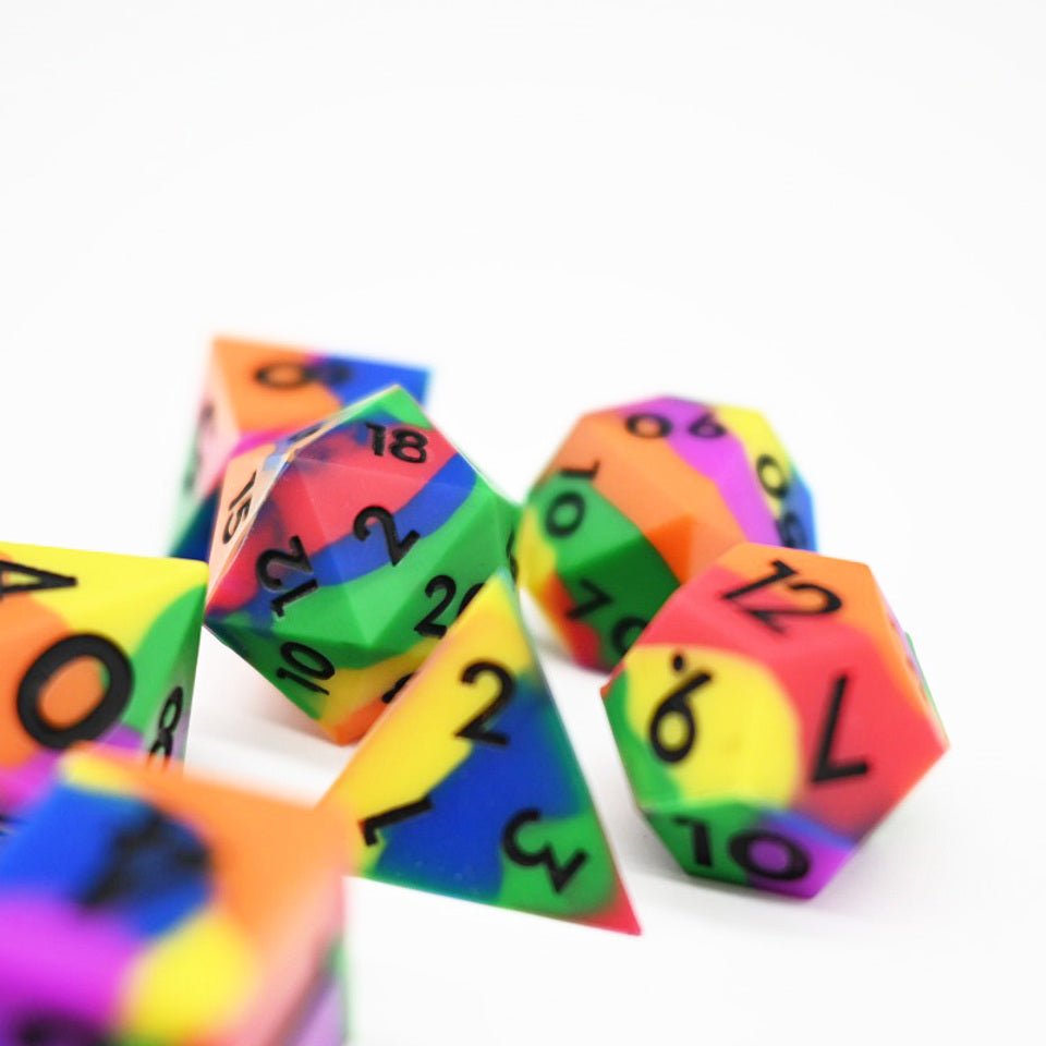 Psychedelic Squish Rocks | Silicone Dice | 7 Piece Set - DICE