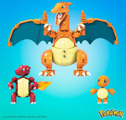 Purple Anime Building Blocks MEGA CONSTRUX POKEMON CHARMANDER EVOLUTION SET