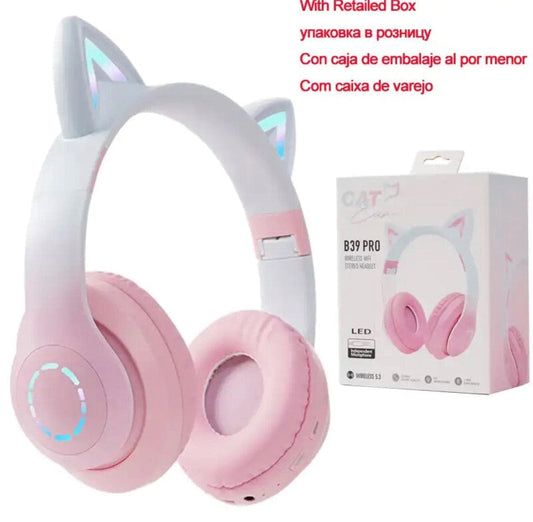 Purple Anime Cat Gaming Headset