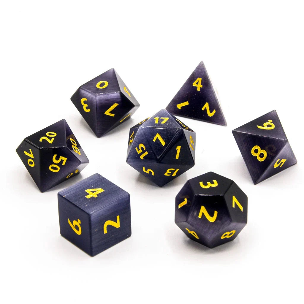 Purple Cats Eye | Natural Gemstone | 7 Piece Set - DICE
