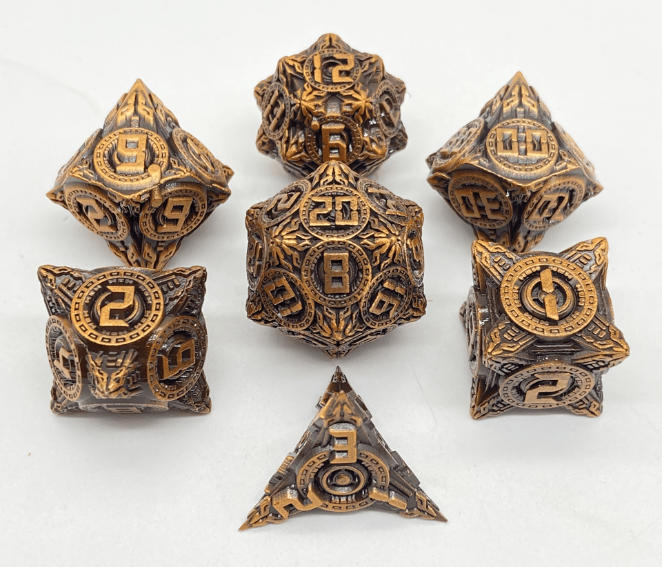 Tabletop Dominion DICE Quantum Relic | Solid Metal | 7 Piece Set