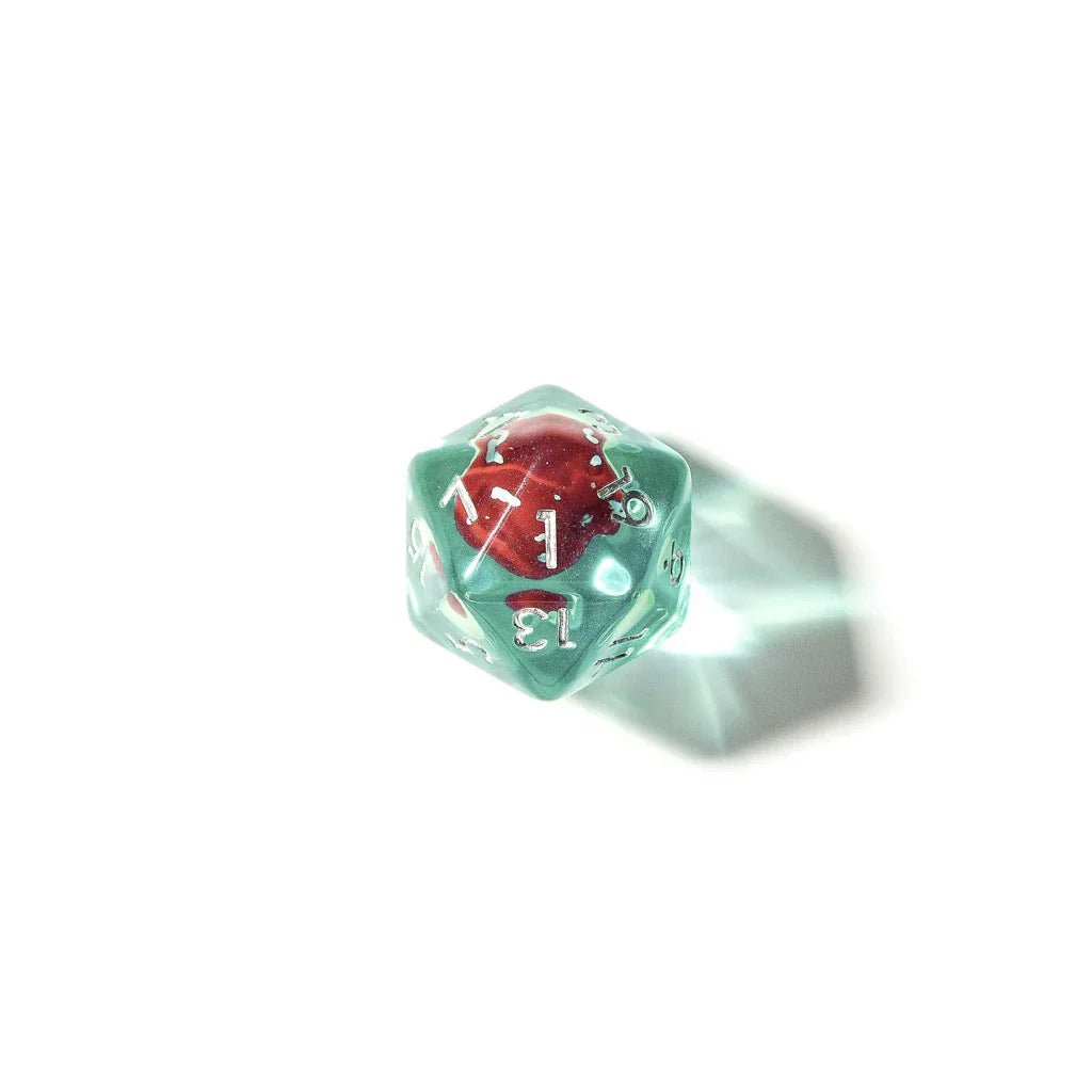 Red Mushies | Resin Inclusion Dice | 7 Piece Set - DICE