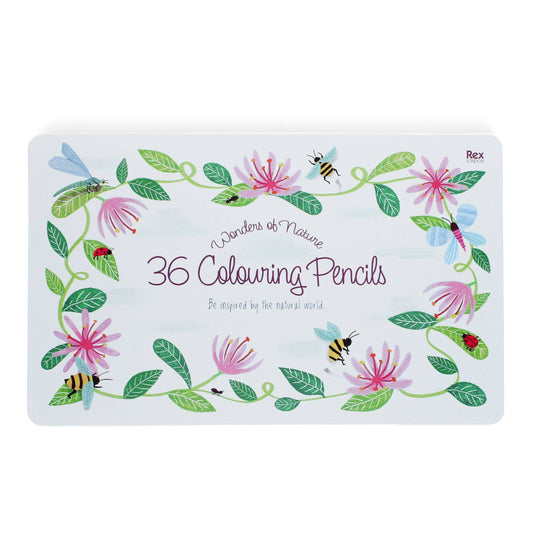 Rex London UK Pencil 36 Colouring Pencils in a Tin - Wonders of Nature